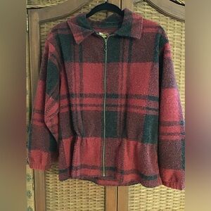 Cozy Red and Black Plaid Teddy Jacket